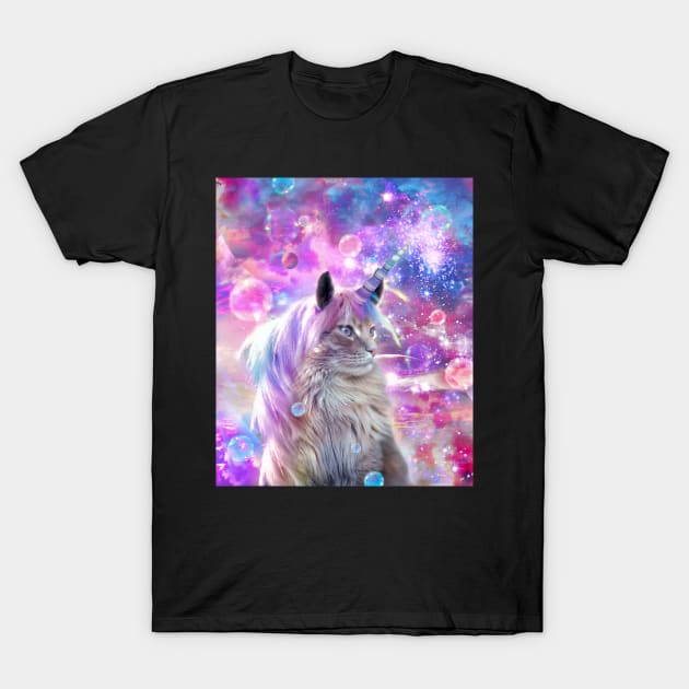 Space Rainbow Caticorn Cat Unicorn T-Shirt by Random Galaxy